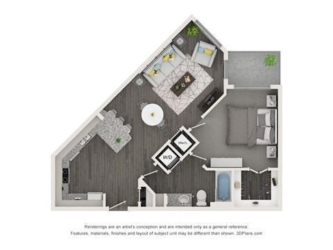 a 1 bedroom floor plan  lofts on the park